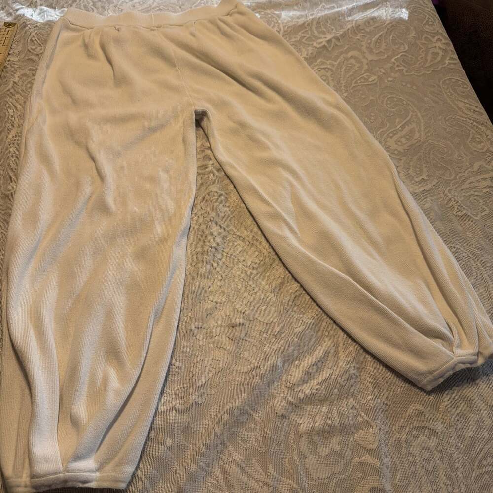 Unisex Oversized Cream Colored Sweatpants Wide Legs Large Pockets, XL 28/23 - Picture 5 of 5